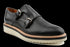 Zapatillas de vestir con doble hebilla y diseño perforado en negro